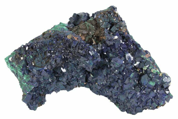 Sparkling Azurite Crystals on Fibrous Malachite - China #231811
